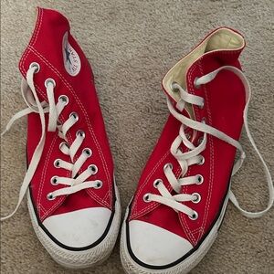 Converse Red High Top Canvas Sneakers with White Accents